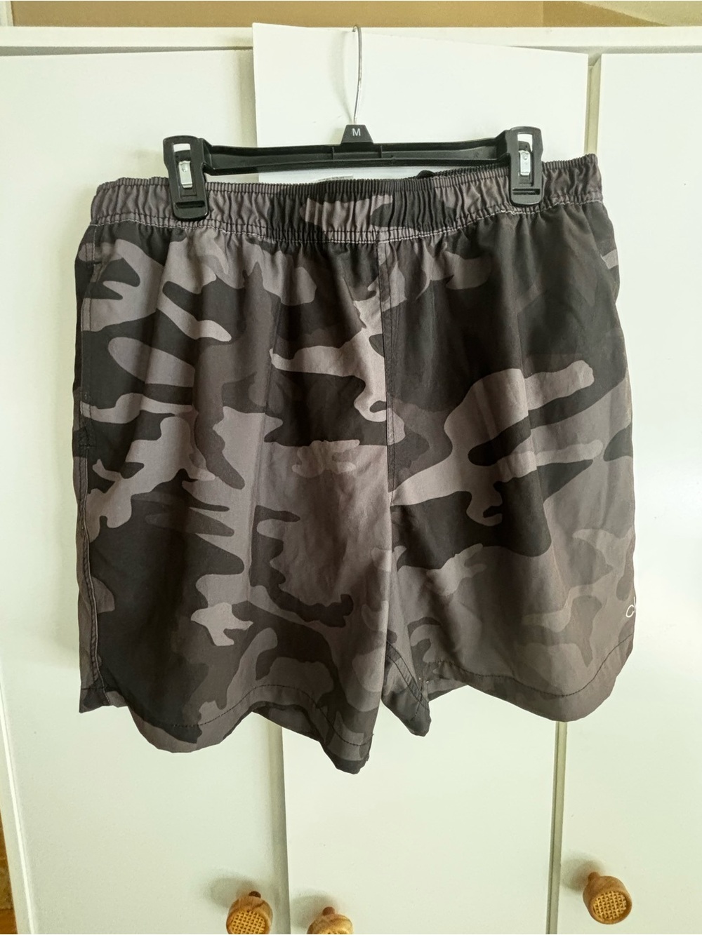 Calvin Klein Men's Black and Gray Camo Swim Shorts